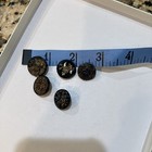 5 Victorian Era Black Glass Buttons  Gold Luster Estate