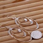 925 Sterling Silver Chandelier Circles Hoop Pierced Earrings L153