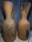 Pair Large Zulu African Tribal Art Pottery Water Jugs Hand Incised Earthenware