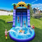 26ft Commercial Giant Pvc Inflatable Bounce House Dual Water Slides Water Park