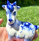 Gzhel Porcelain Goat Figurine Hand Painted From Russia Stamped