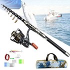 Carbon Fiber Telescopic Fishing Pole Kit Rod Reel Combo Sea Saltwater Freshwater