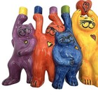 Happy Cats Hanukkah Menorah Chanukah Whimsical Colorful Rainbow Candelabra 6   