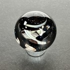 Contemporary Handmade Art Glass Marble 1 17  Black Dichroic Sparkle  White Swirl