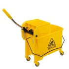 Mop Bucket Side Wringer Combo Heavy Duty Commercial Spring Wringer Wheels Yellow