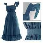 Vintage Ruffle Apron For Women Colonial Pioneer Pinafore Apron Cross Back Gar   