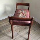 Rustic Patina Mahogany Florals Needlepoint Piano Vanity Bench Stool 24   hx28   lx15