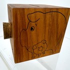 Vintage 1977 Toystalgia Wood Pig Piggy Bank Cube With Cork Snout
