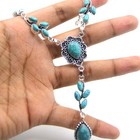 Blue Turquoise Gemstone Handmade 925 Sterling Silver Jewelry Necklace Sz-17-18 