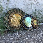 Trio Of Vintage 1950s Peruvian Folk Art Glass Mirrors