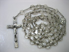 Vintage Clear Beaded Sterling Silver Jesus On The Cross Religious Rosary