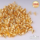 200 Sets pairs 9 5mm Gold Cone Spikes Screwback Studs Diy Craft Cool Rivets Punk