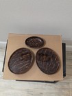 Faux Tortoiseshell Oval Trays Set 3 Vanity Trinket Soap Dishes Brown Black Gold