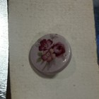 Vntg  Oiye Hand-made Porcelain Buttons  6 pink Green Flower Glazed  Nos