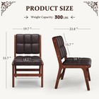 Oak Wooden Dining Chairs Set Of 2  Mid-century Modern Leather Upholstered