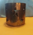  Large Vintage Round Brass Candle Holder With Star Cut Outs 4 In Tall