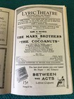 1926 Vintage   Lyric Theatre  the Cocoanuts  Broadway Playbill   Marx Brothers