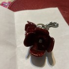 Nwt Coach Sparkly Red Glitter Resin Tea Rose Bag Charm Keychain F58514 Rare