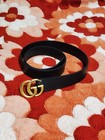 Gucci Black Leather Belt With Double Gg Buckle Size 100cm Fits 36-38in Waist