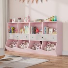 2-piece Kids Bookshelf Toy Storage Drawers Cubbies Pink For Playroom