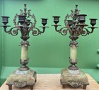 Pair Of 19th Century French Antique Gilt Candelabras With Marble Base