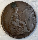 1922 Mint Error Great Britain One 1 Penny Coin Strike Error On Both Sides Km 810