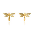 14k Solid Yellow Gold Dragonfly Studs Earrings