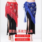 Belly Dance Hip Scarf Mesh Sequins Fringes Triangle Belt Tassel Tied Waist Chain