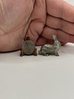 Vintage 1977 Miniature Pewter Hare Bunny Rabbit Figurine Trinket