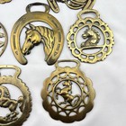 Brass Horse Medallion Lot Of 7 Antique To Vintage Farm Horseshoe Laurel Harness