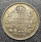 Canada 1912 5c Five Cent Silver Coin King George  925 Silver