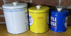 3 Vtg Advertising Canister Storage Container Kitchen Decor Coffee Sugar Flour