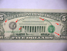 1995  5 Us Fed  Reserve Note  Seal   Serial Numbers     printed On Reverse    unc    
