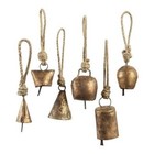 Set Of 6pc Harmony Cow Bells Vintage Handmade Rustic Hanging Decor Bells