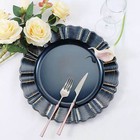 6 Pcs 13  Round Scalloped Trim Charger Plates Wedding Party Table Decorations