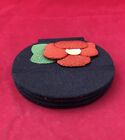 Japanese Compact Hand Mirror Portable Fabric Floral Cast Made In Japan Souvenir