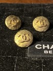 Set Of 3 Vintage Chanel Gold-tone Hammered Cc Logo Buttons     Authentic