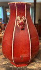 Large Antique Chinese Sang De Bouef Oxblood Glazed Vase With Deer Head Handles
