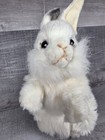Vtg Hansa Bunny Hand Crafted Standing White Rabbit Plush W  Posable Ears B319