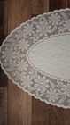 Vintage White Lace Table Runner Dresser Scarf Floral Oval Cottagecore 33 