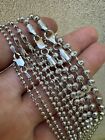 Ball Moon Chain Necklace Solid 925 Silver Rhodium Finish Hip Hop Diamond Cut