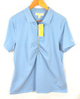 Michael Kors Women s Polo Shirt Xl Silver Zip Charm Blue Top Blouse Nwt
