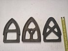 Antique Lot Of 3 Sad Iron Trivets  Cast Iron  Geometric