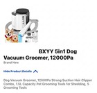 Bxyy G20 5-in-1 Pet Grooming Kit   Vacuum Groomer 12000pa 1 5l 5 Tools