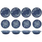Pioneer Woman Daisy Melamine Dinnerware Set Floral Blue White New 12 Pieces