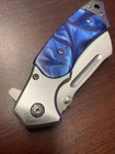 8  Blue Spring Assisted Cleaver Pocket Folding Razor Knife Hunting Camping