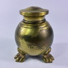 Vintage Brass Ink Well Claw Footed Victorian Ornate W  Hinged Lid