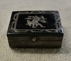 Vintage Mexico Mayan Sterling Black Enamel 1 5    Pill Box Signed M c    -749