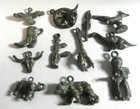 Vtg 12 Miniature Pewter Cracker Jack Charm Silver Tone Metal Approximately  1 