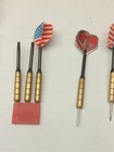 Vintage Brass Darts Set With Usa   Canflag Flight Steel Tip Retro Dartboard Game